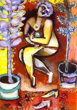 Marc Chagall Painting - Nude with flowers contemporary Marc Chagall